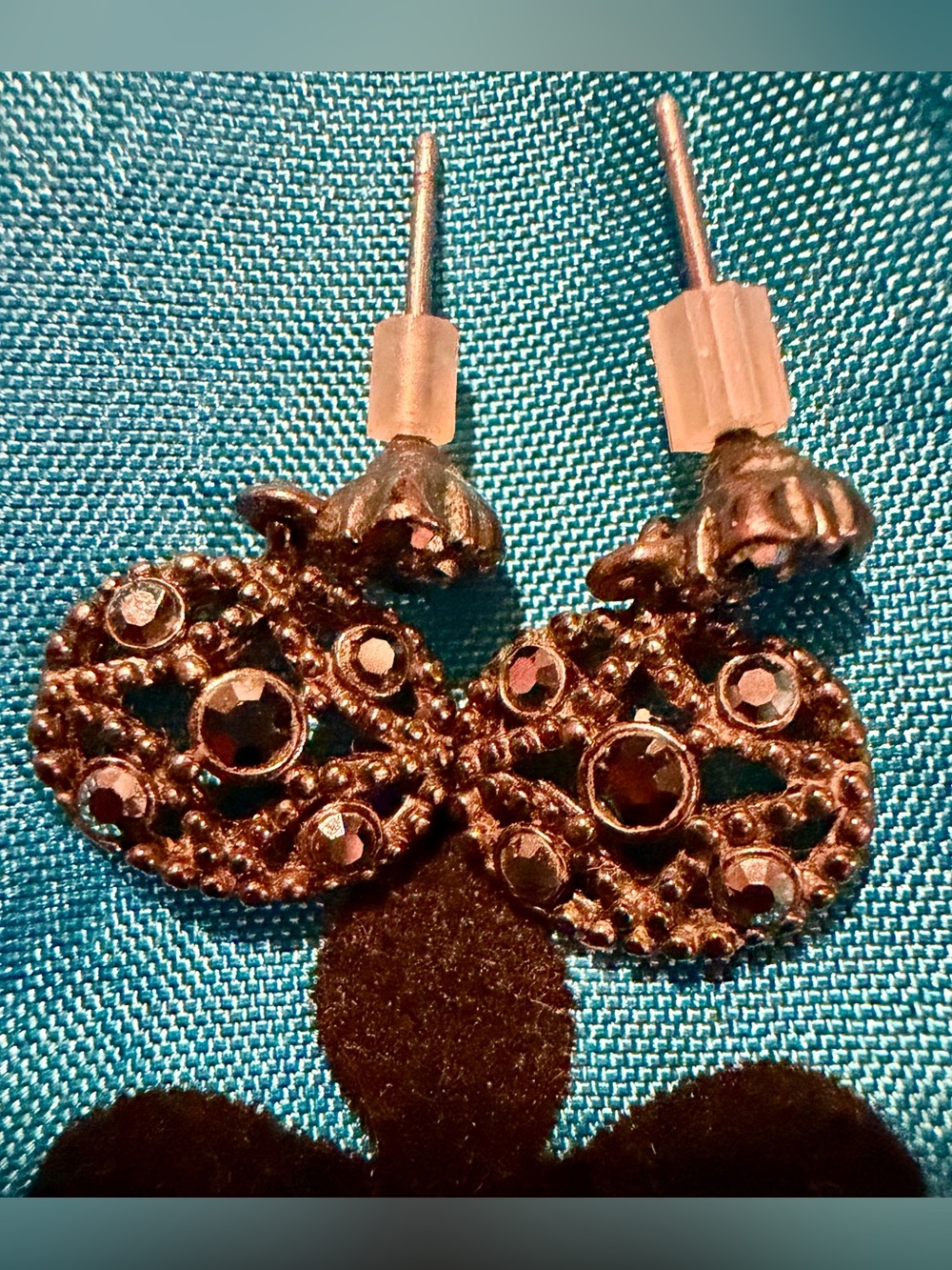 1928 Antique Styling Black Sparkles Stone Earrings Flapper Style Elegant